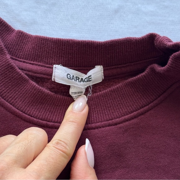 Garage Red Crewneck Sweater with Ribbed Cuffs, Size XXS - Picture 4 of 9